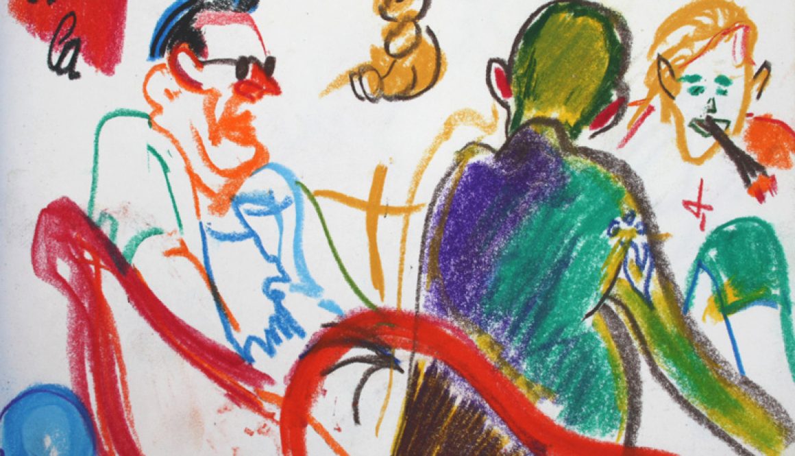 Torsten Schlüter, "Althippies", 2000, Pastell, 16x21cm