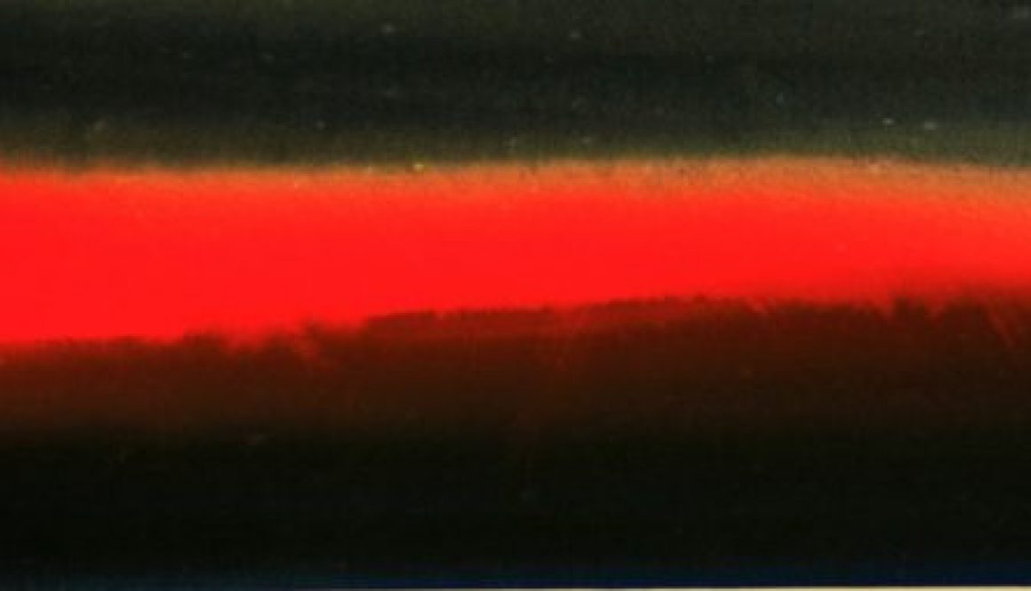 Torsten Schlüter, "Einspielzeit im Niemandsland, Roter Keil", 2008, Aquarell, 16x60cm