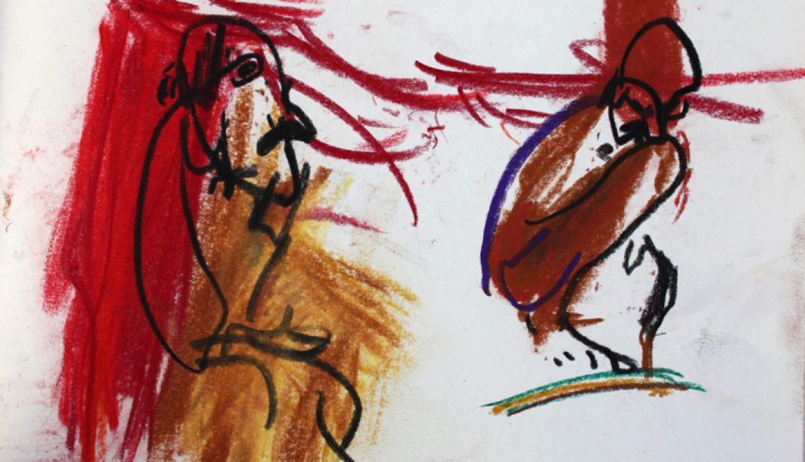 Torsten Schlüter, "Wächter", 2016, Kreide, 17,5x21cm