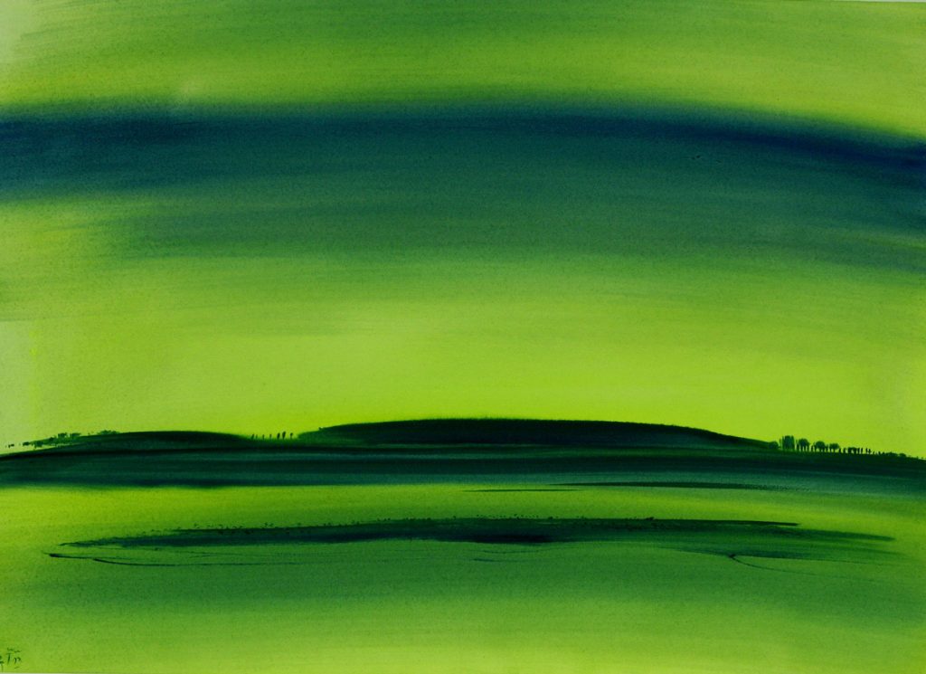 Torsten Schlüter, "Grüner Teppich", 2006, Aquarell, 50x65cm