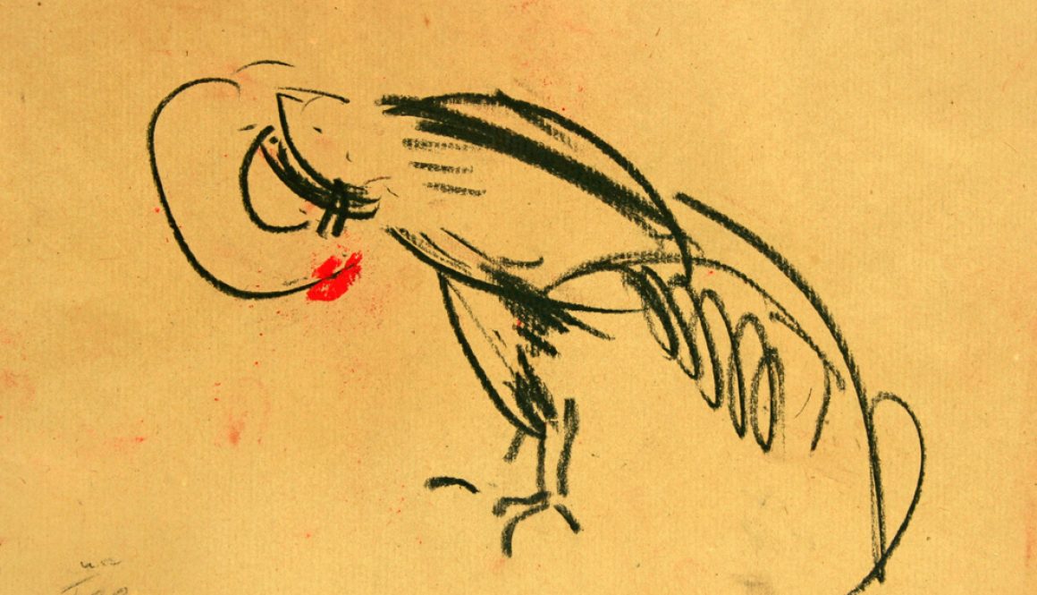 Torsten Schlüter, "Cockfight",1995, Kreide, 26x36cm