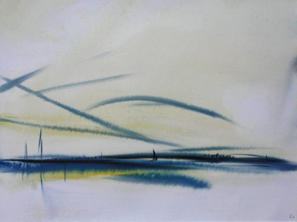 Torsten Schlüter, "Hommage an Feininger III", 2015, Aquarell, 50x65cm