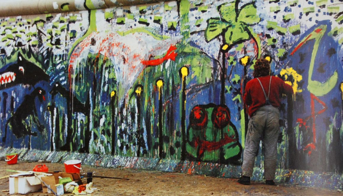 Torsten Schlüter, Mauermalerei, Potsdamer Platz von Osten, Berlin, 1989
