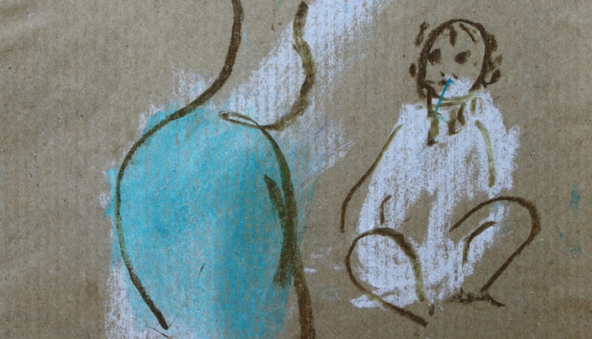 Torsten Schlüter, "Mutter, Kind", 2015, Kreide 25x17cm