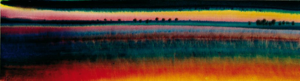 Torsten Schlüter, "Noahs Land, 2004, Aquarell, 12,5x45cm