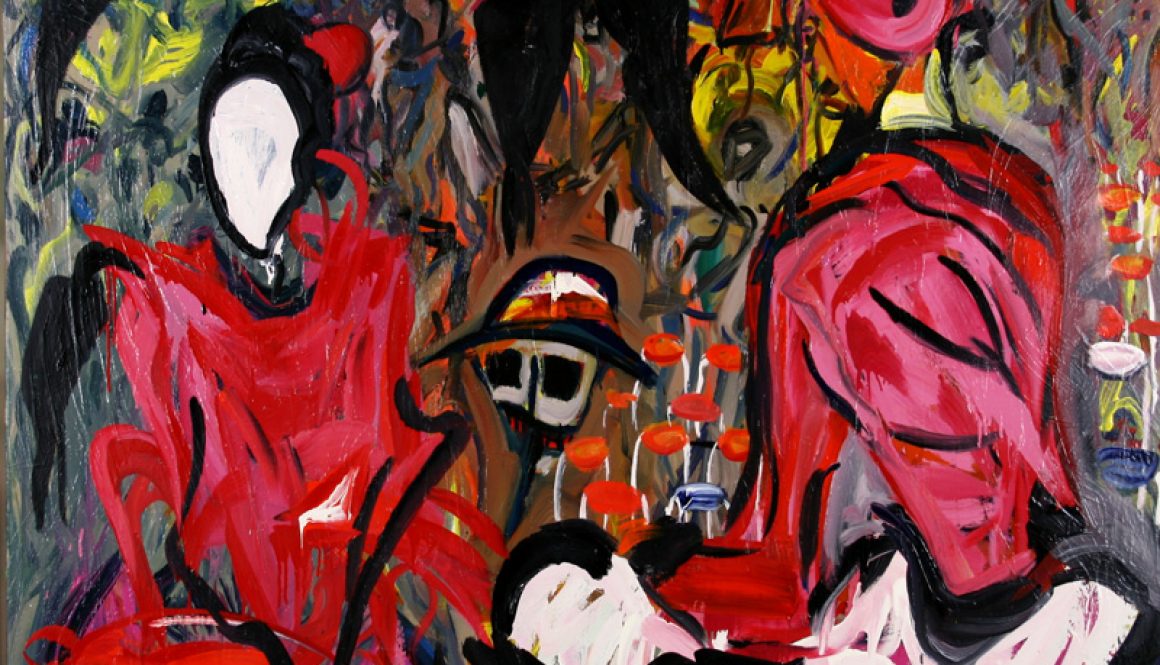 Torsten Schlüter, Der Tod und der Händler, Öl a Lw, 160x160