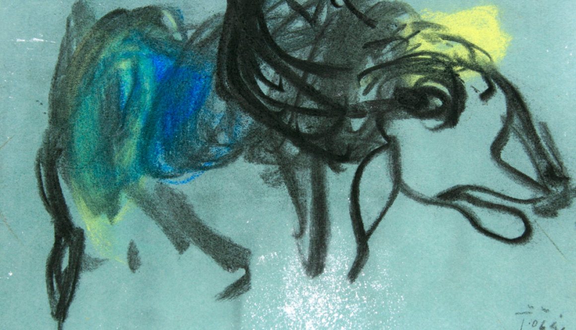 Torsten Schlüter, "Stier", 2004, Pastell, 25x17cm