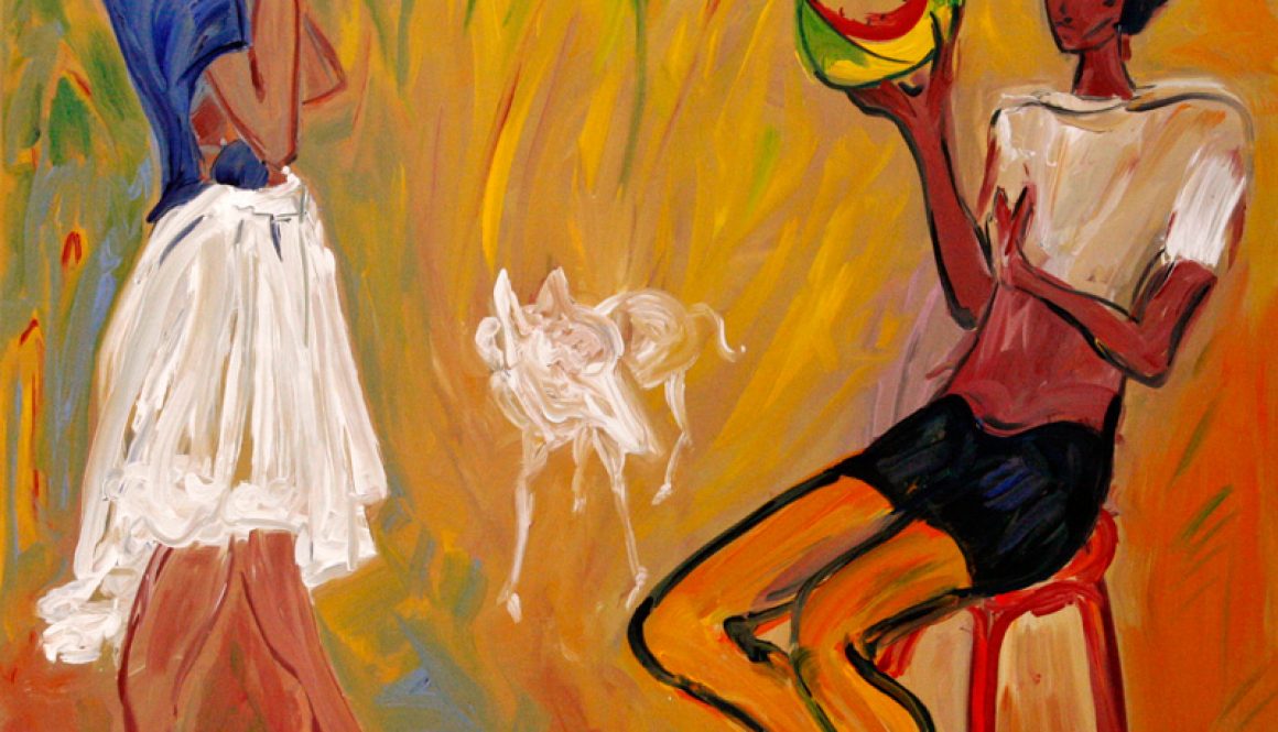 Torsten Schlüter, "Versuch mit Melone", 2011, Öl auf Leinwand, 180x180cm