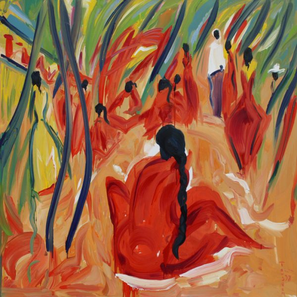 Torsten Schlüter, "Yakshi", 1996, Öl auf Leinwand, 180x180cm