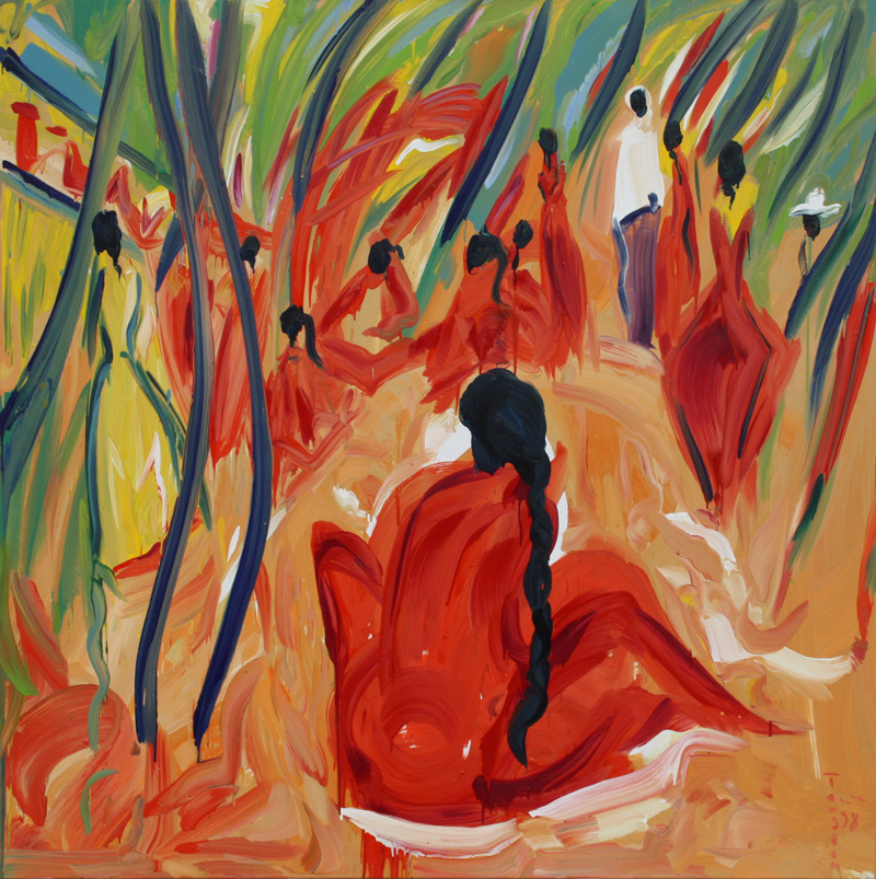 Torsten Schlüter, "Yakshi", 1996, Öl auf Leinwand, 180x180cmTorsten Schlüter, "Yakshi", 1996, Öl auf Leinwand, 180x180cm