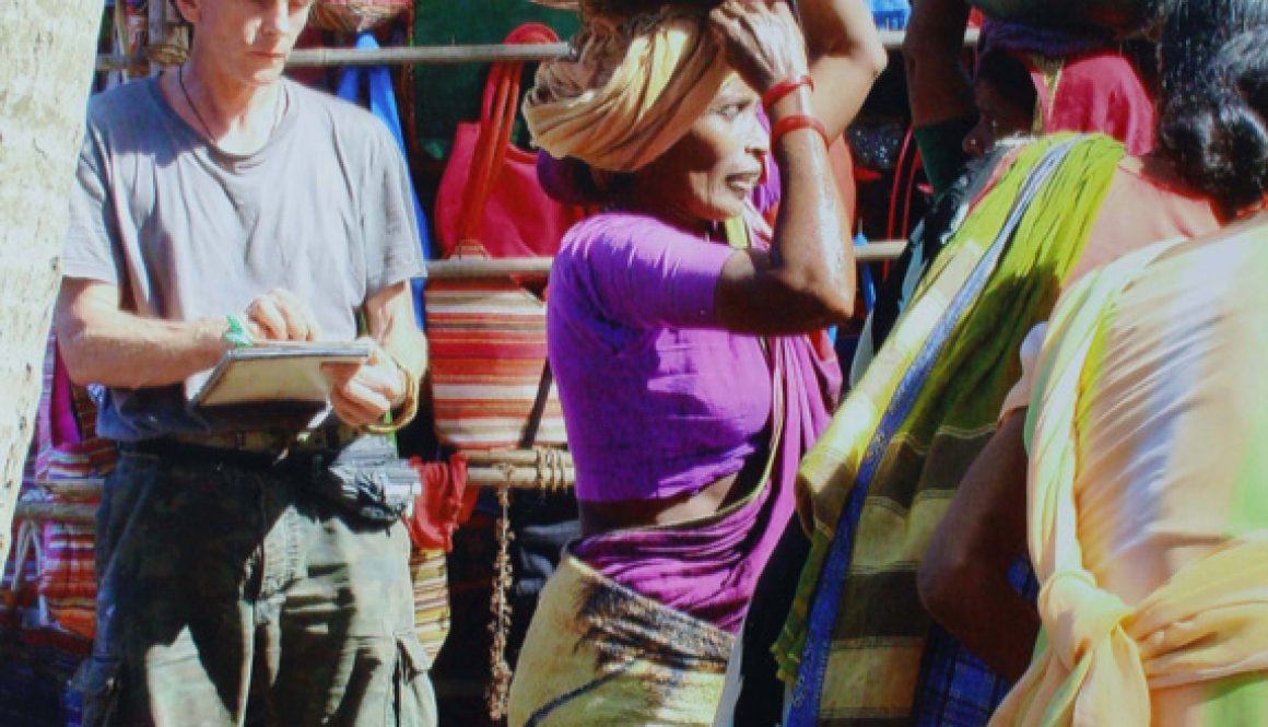 Zeichnen am Brunnen, Indien 2008