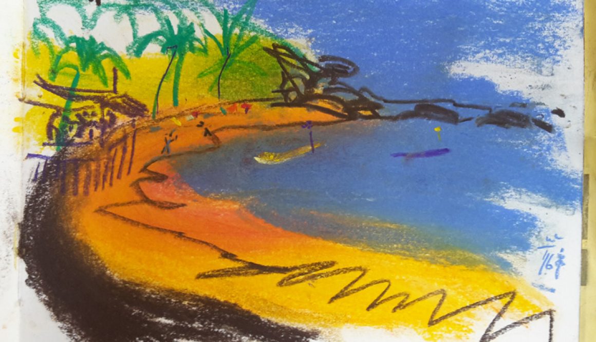 Torsten Schlüter, "South Anjuna", 2016, Kreide, 17,5x21cm