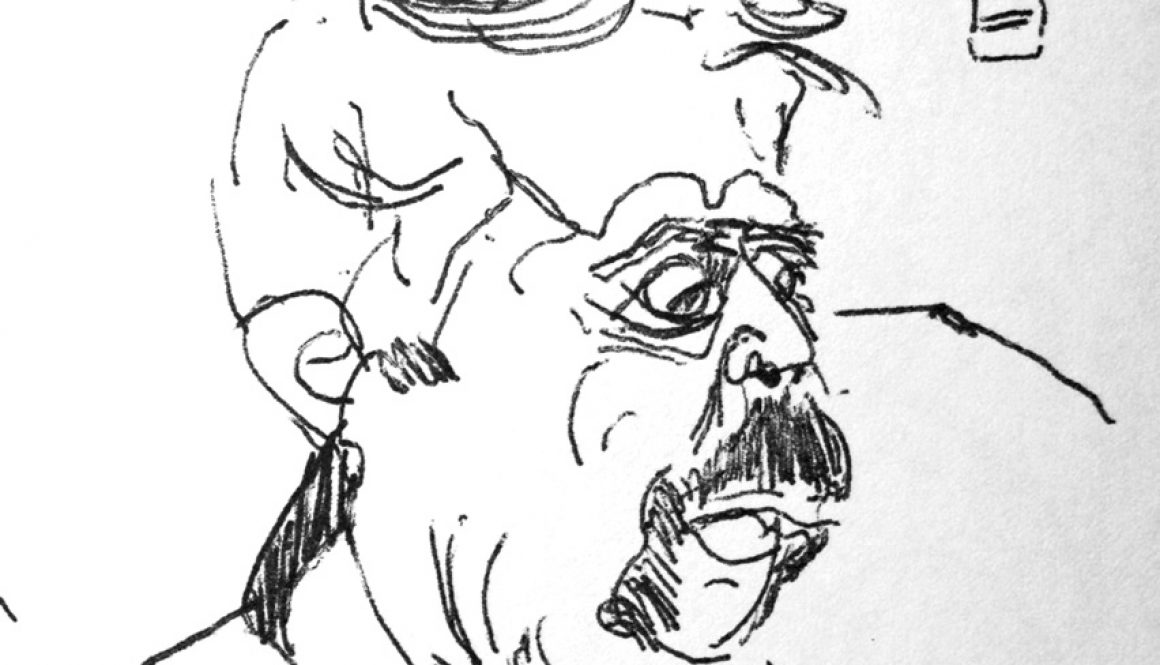 Torsten Schlüter, "Auf dem Dampfer", 1993, Kugelschreiber, 15x13cm