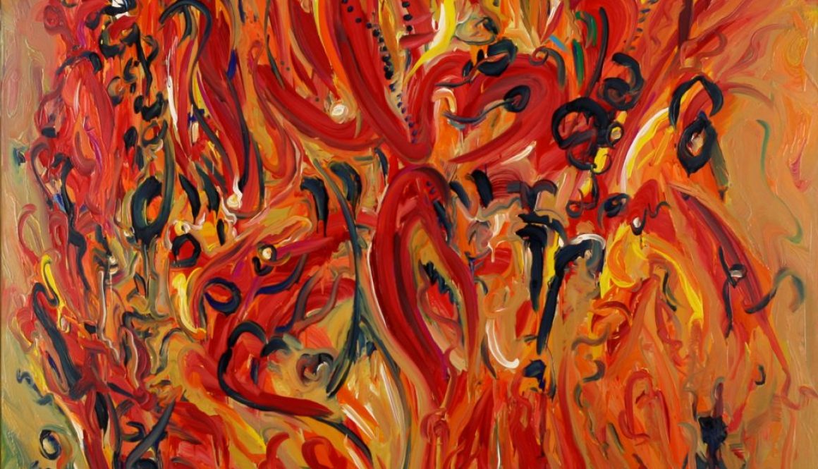 Torsten Schlüter, "Lamanis, Fahrendes Volk", 1996, Öl auf Leinwand, 180x180cm