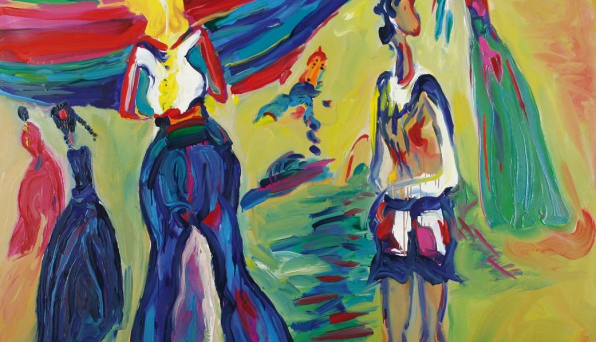 Torsten Schlüter, "Hammoks," 1996, Öl auf Leinwand, 180x180cm