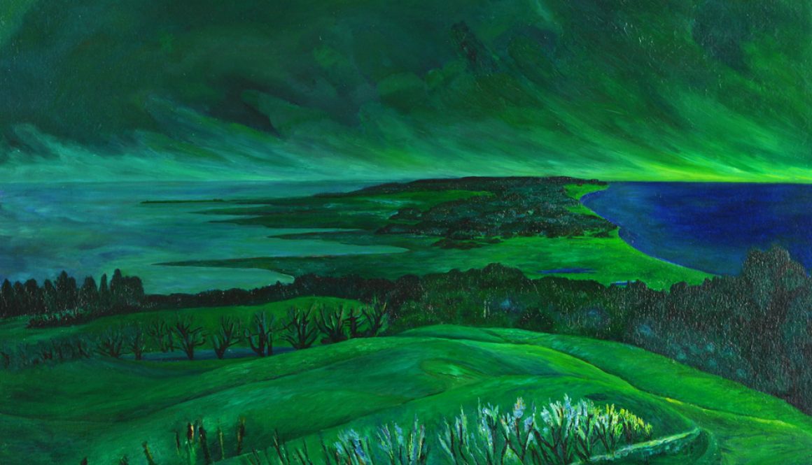Torsten Schlüter, "Inselblick", 1987, Öl auf Leinwand, 68x100 cm