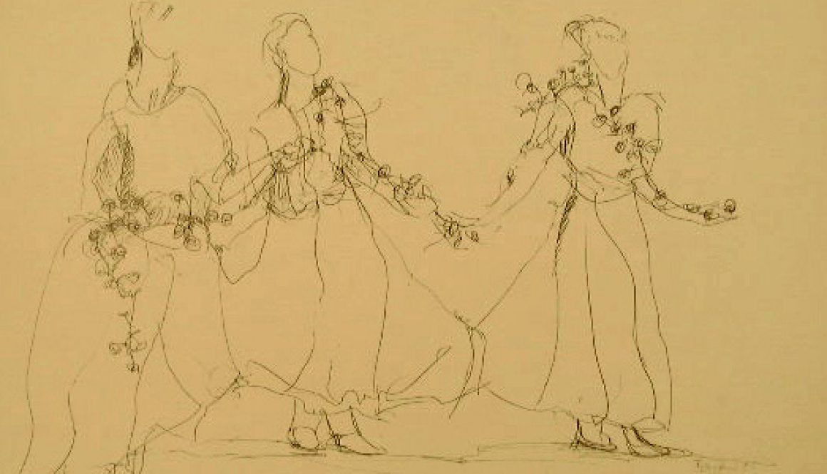 Torsten Schlüter, "Drei Schwestern", 1987, Kugelschreiber, 50x70cm