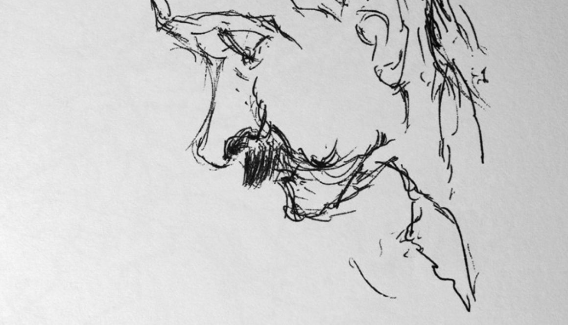 Torsten Schlüter, "Der Lange Joe, Klausner", 1989, Kugelschreiber, 15x10cm