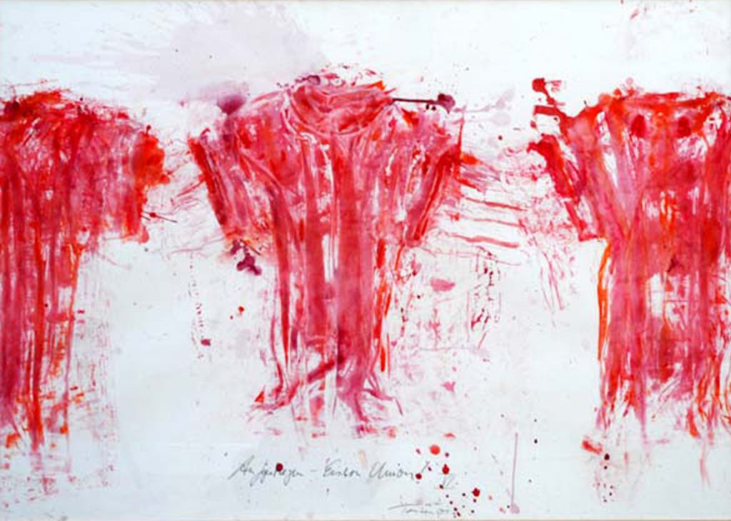 Torsten Schlüter, "Die Angriffsreihe", 2001, Acryl auf Karton, 100x140cm