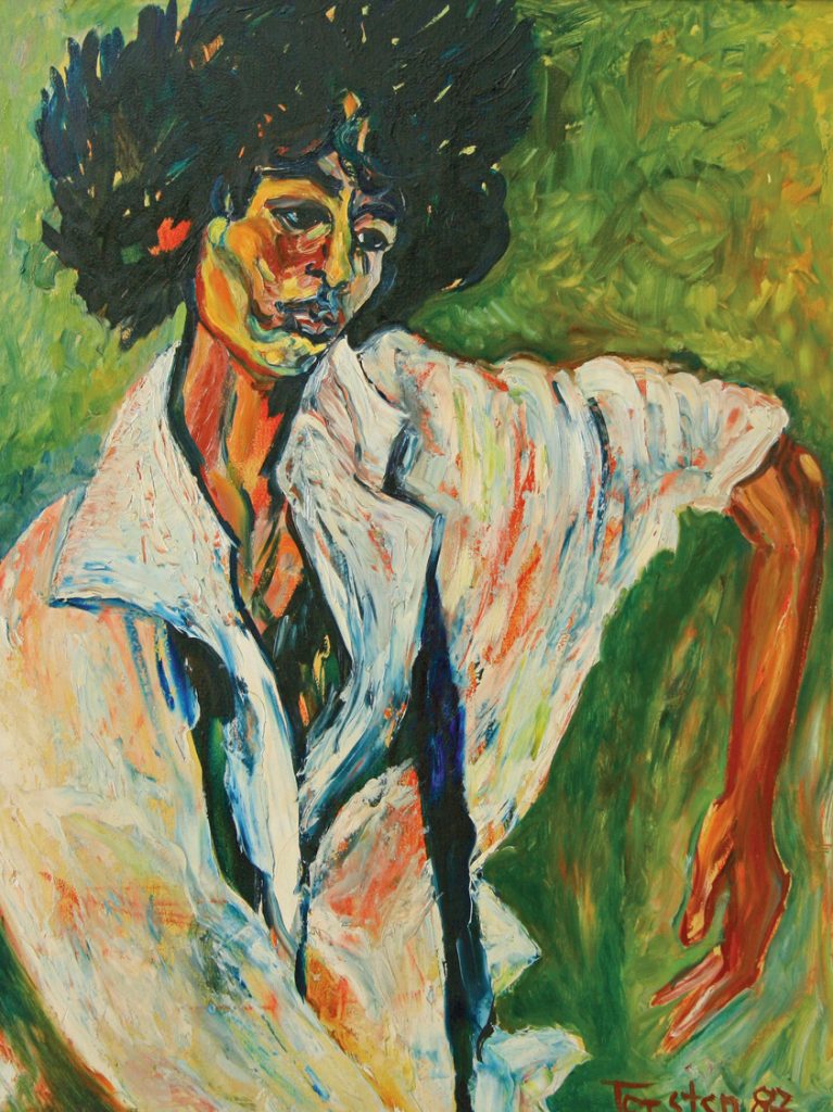 Torsten Schlüter, "Dame in Weiss, 1987, 82x62cm