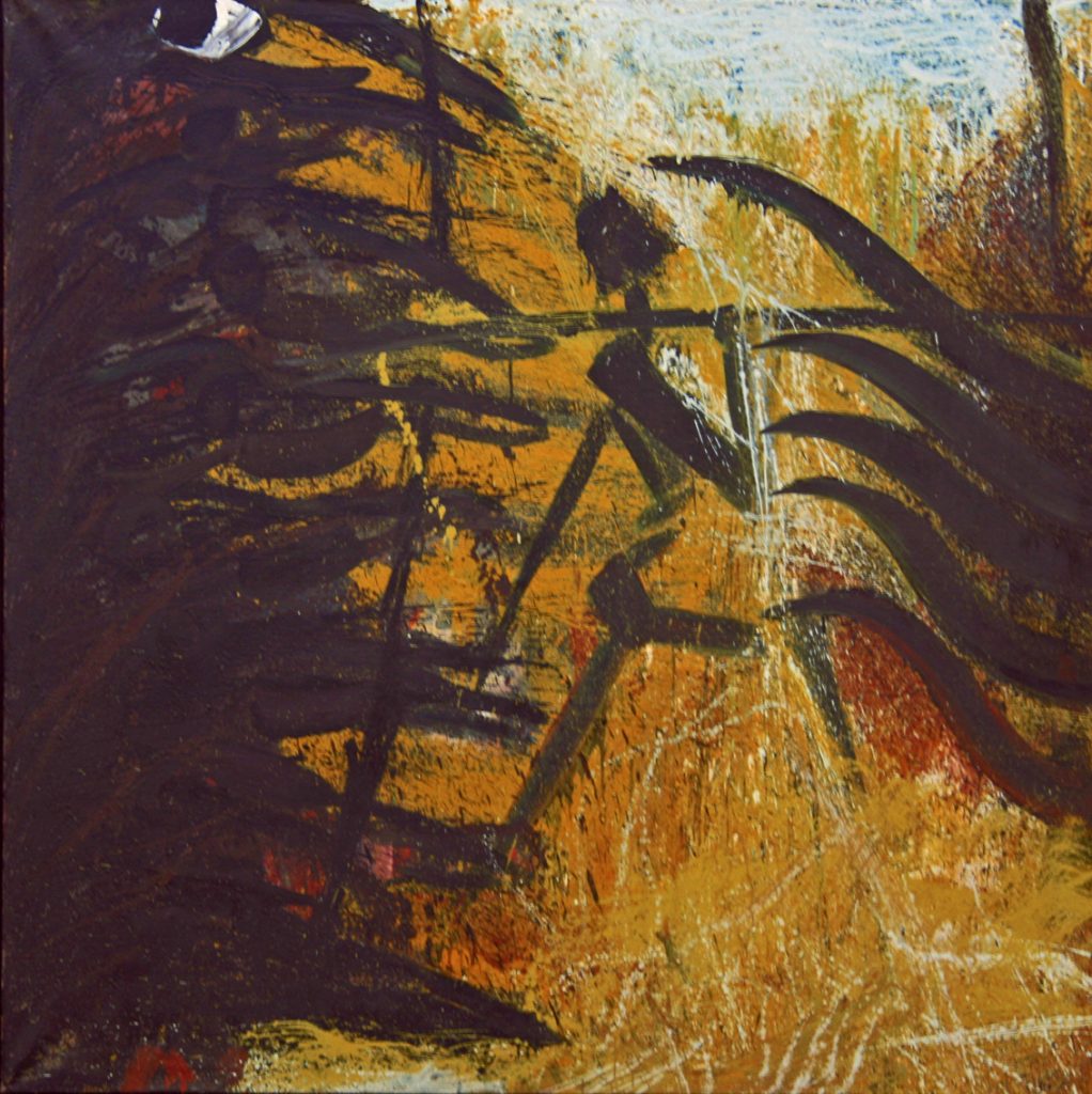 Torsten Schlüter, "Der Läufer",1996, Öl auf Leinwand, 180x180cm