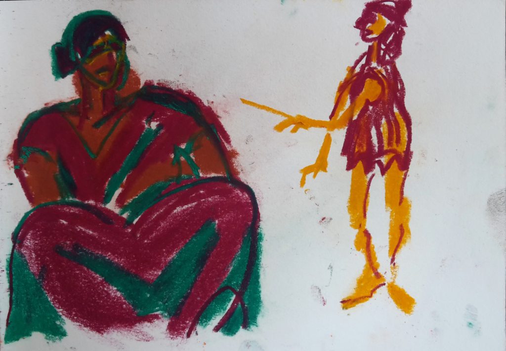 Torsten Schlüter, "Der Zauberer", 2106, Kreide, 17,5x21cm