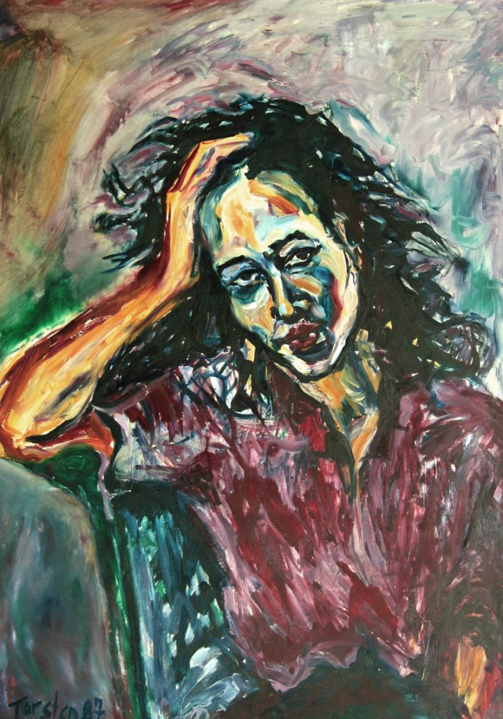 Torsten Schlüter, "S. zwischen den Fronten", 1987, Öl, 86x60cm