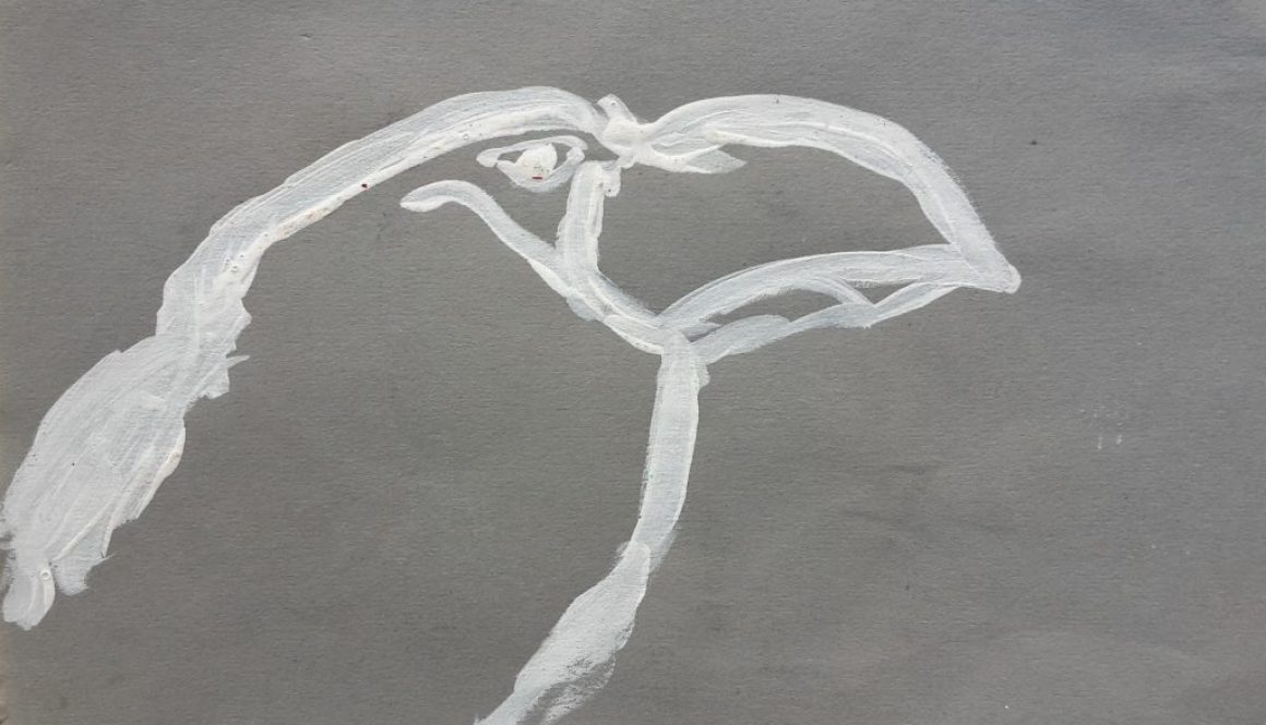 Torsten Schlüter, "Einsamer Raabe", 2016, Pinselzeichnung, 17,5x25,5cm