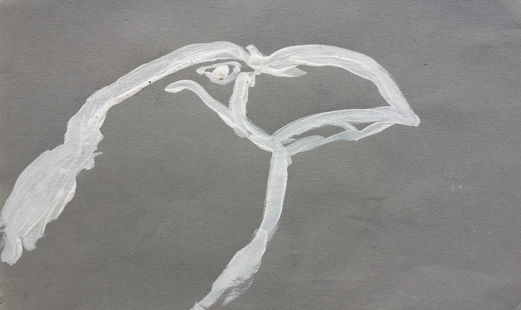 Torsten Schlüter, "Einsamer Raabe", 2016, Pinselzeichnung, 17,5x25,5cm