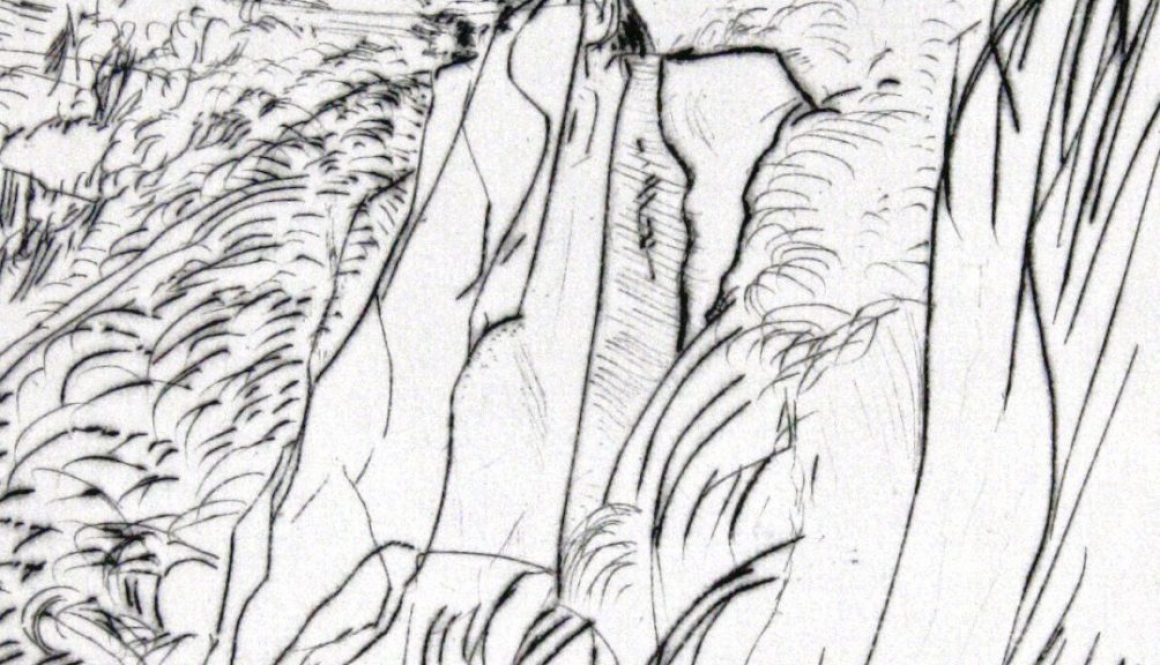 Torsten Schlüter, "Einsteins Cliff", Edition Hiddensee, 2010, Kaltnadelradierung, 20x20cm