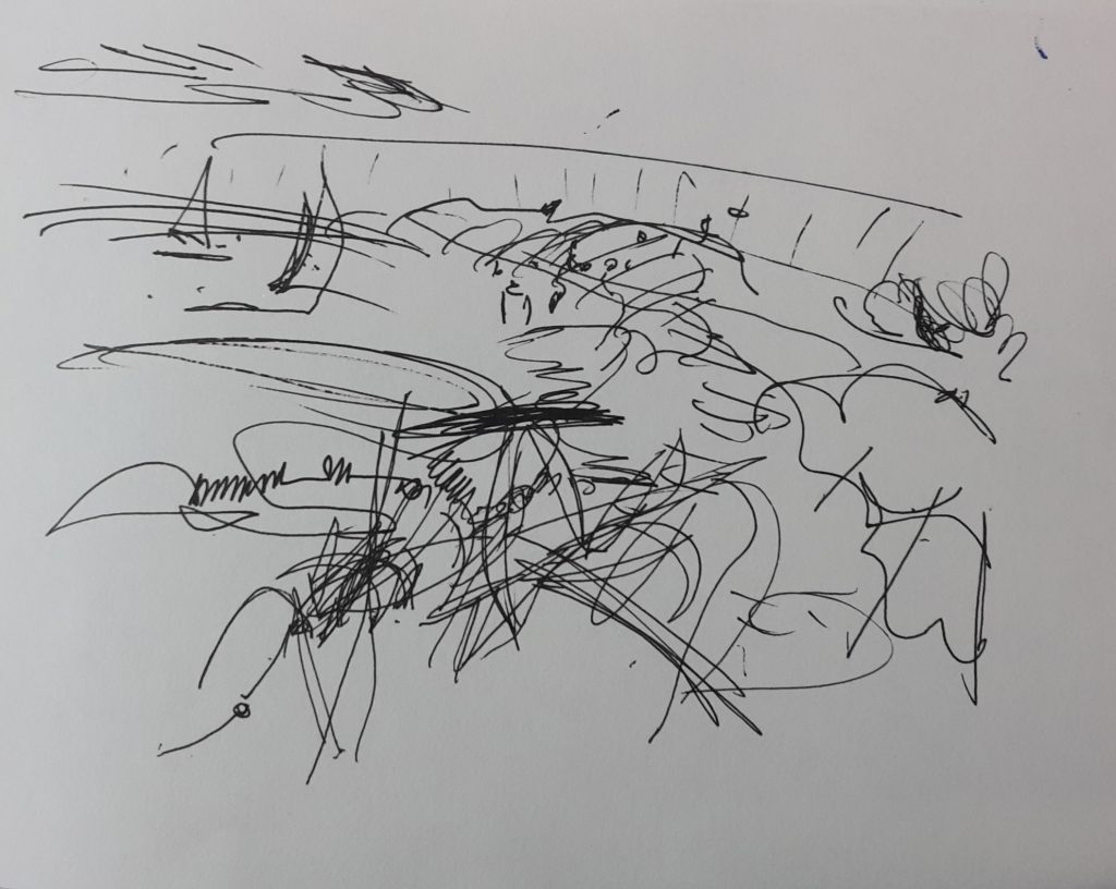 Torsten Schlüter, "Flinke Jollen", 2016, Fineliner, 20x26cm