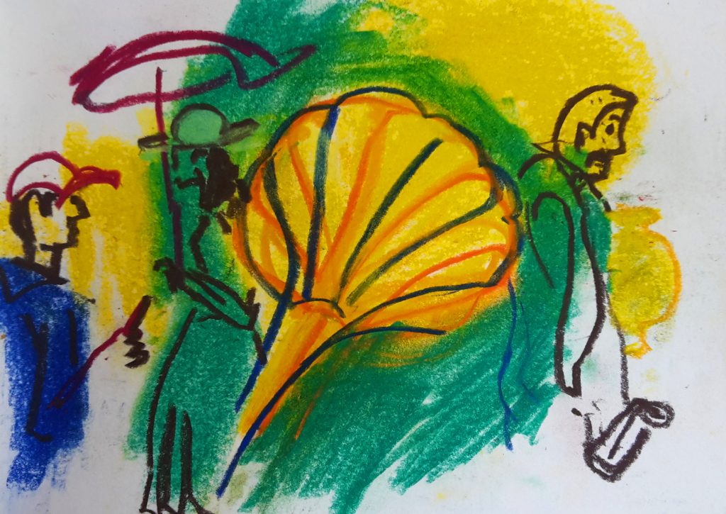 Torsten Schlüter, "Grammophon", 2016, Kreide, 17,5x21cm