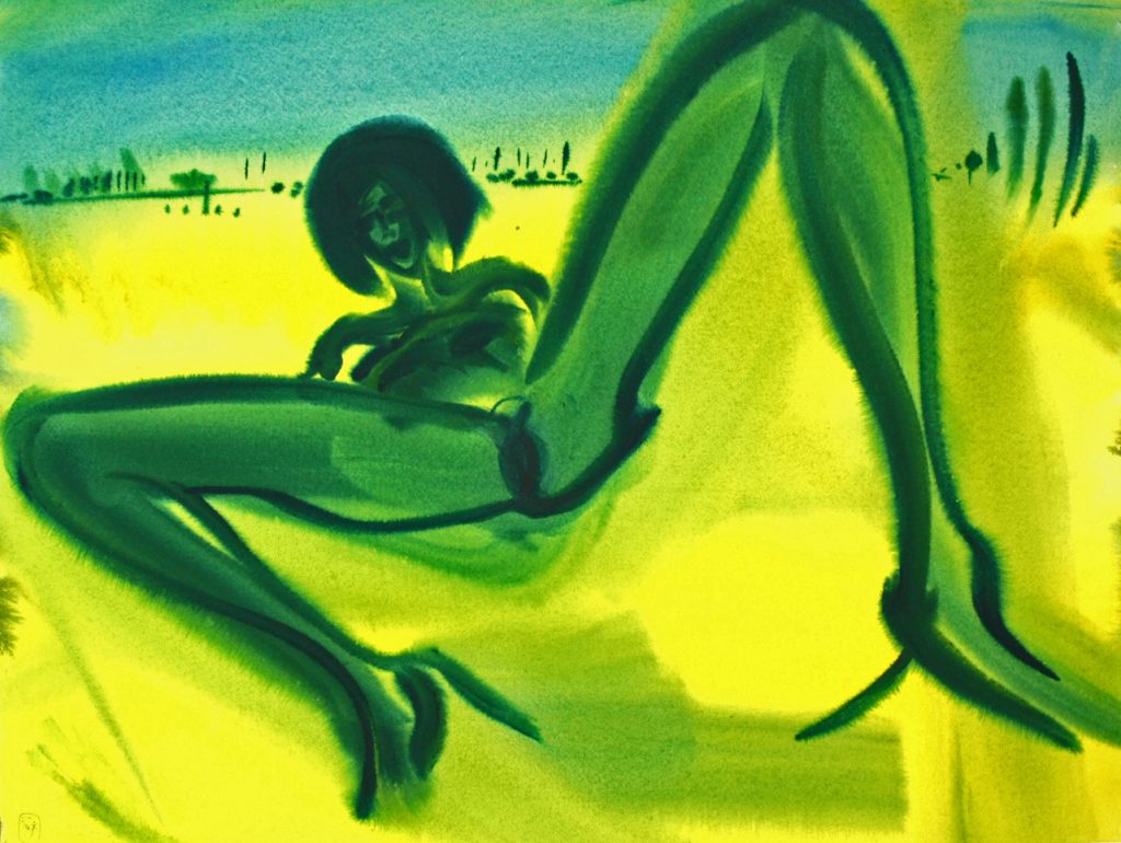 Torsten Schlüter, "Im Grünen", 2016, Aquarell, 50x65cm