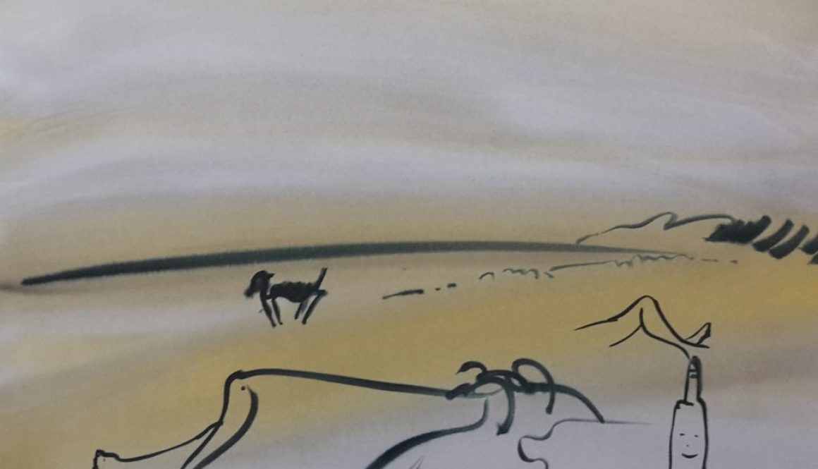 Torsten Schlüter, "Lachende Flasche", 2016, Aquarell, 50x65cmlachende-flasche-kopie