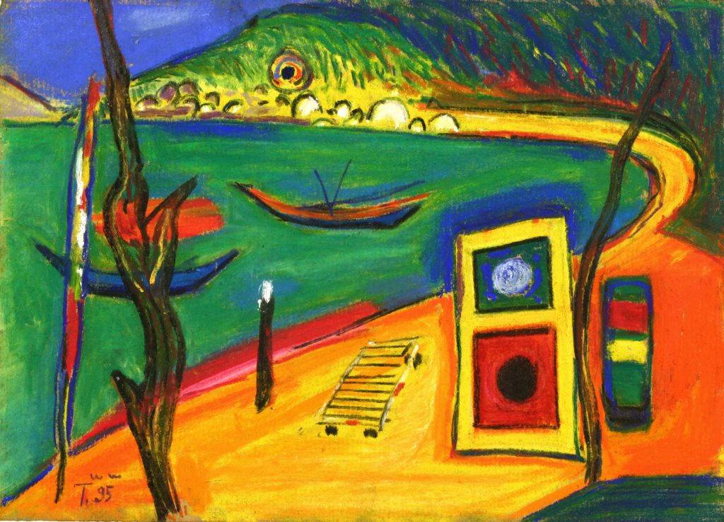 Torsten Schlüter, "Beachparty", 1995, Pastell, 25x35cm