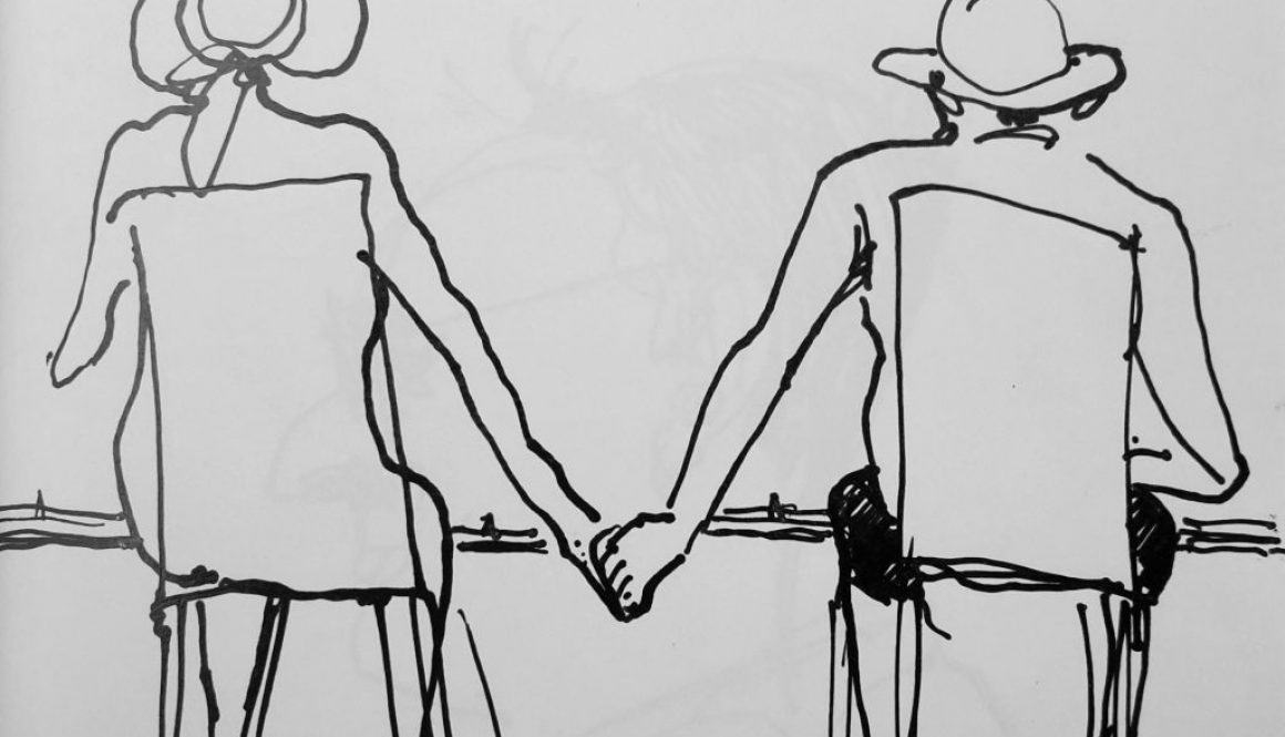 Torsten Schlüter, "In Liebe am Meer", 2016, Fineliner, 10x14cm