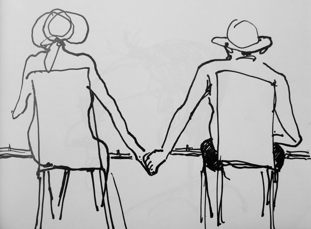 Torsten Schlüter, "In Liebe am Meer", 2016, Fineliner, 10x14cm