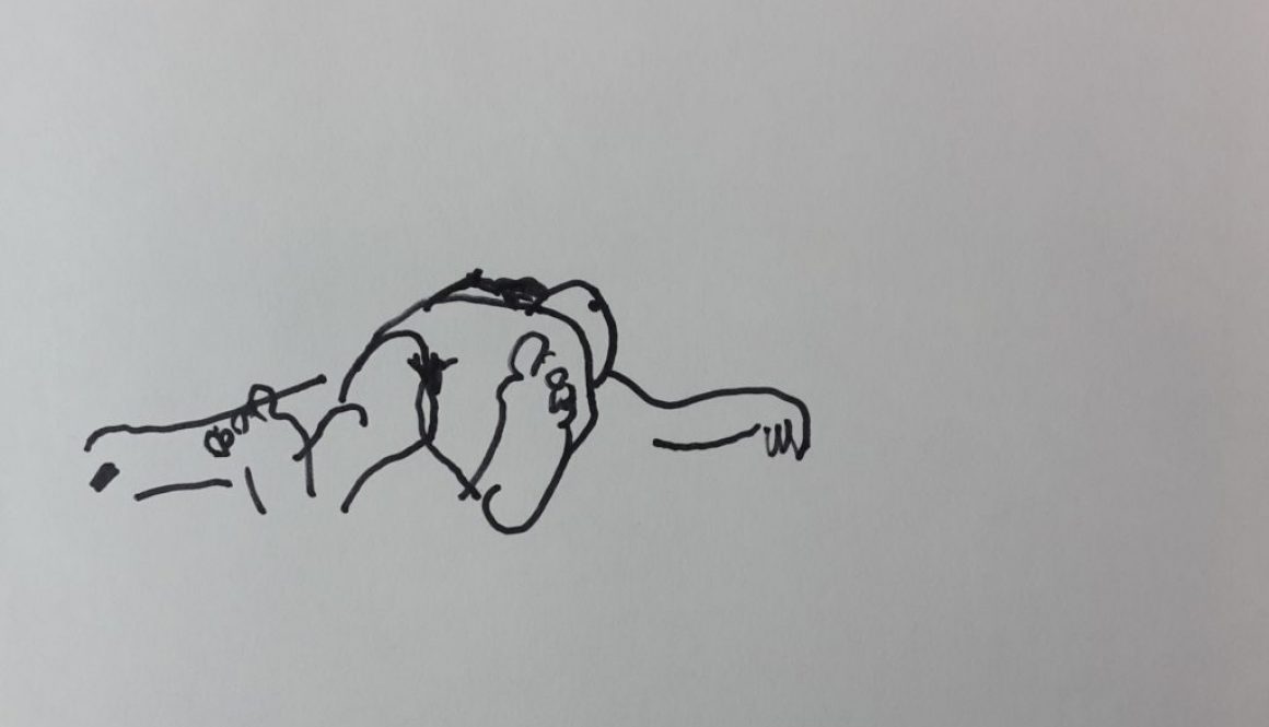 Torsten Schlüter, "Liegende", 2016, Finliner, 15x21cmli