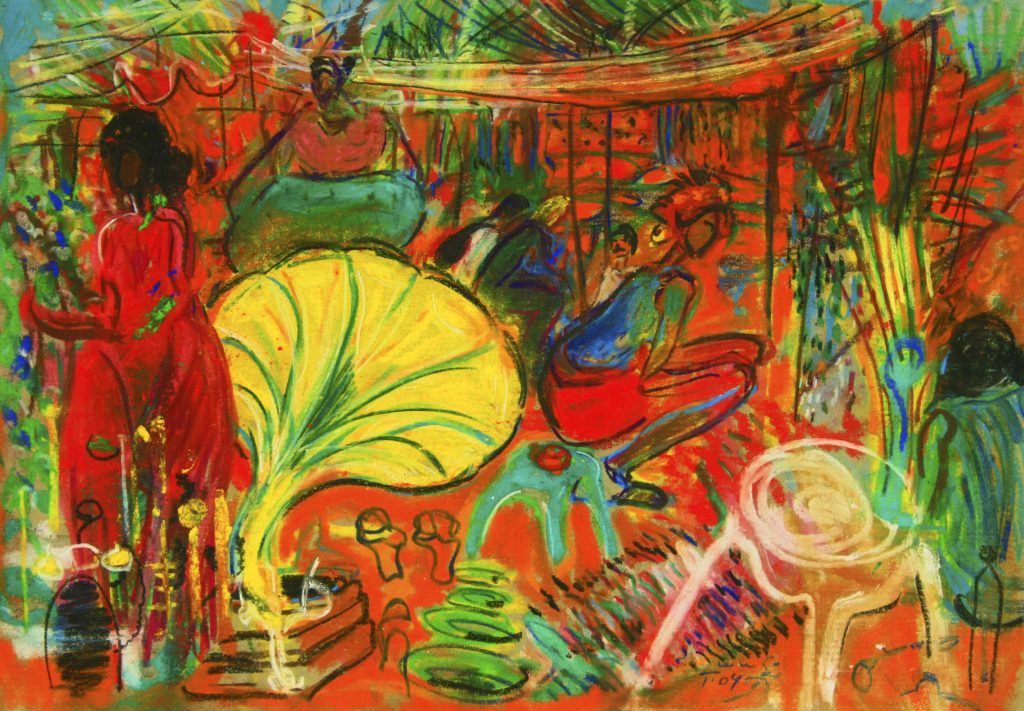 Torsten Schlüter, Fleemarket, 2004, Pastell, 26x36cm