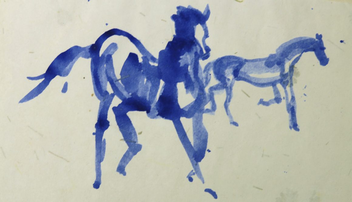 Torsten Schlüter, "Blue and Blue", 2019, Pinselzeichnung, 17x25cm