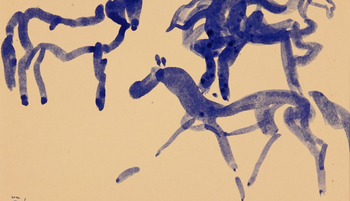 Torsten Schlüter, "Blaue Gruppe", 2008, Pinselzeichnung, 17x25cm