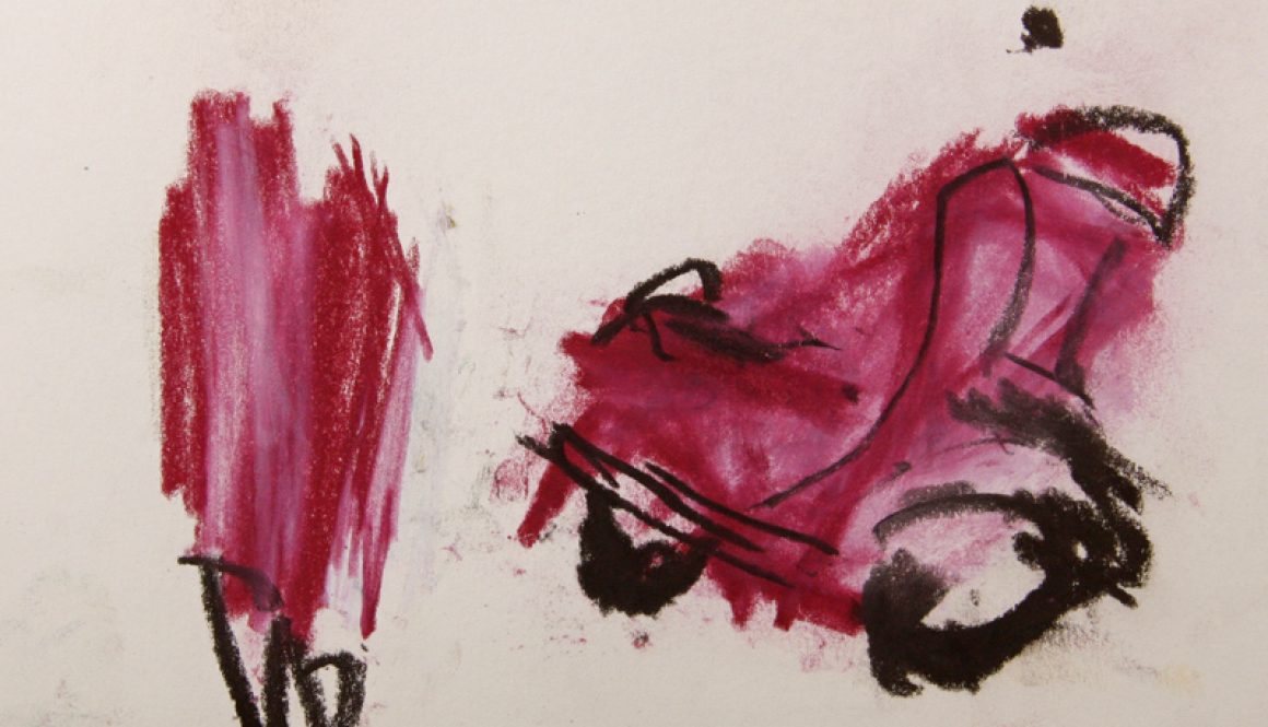 Torsten Schlüter, "Bikerin", 2015, Kreide, 15x21cm
