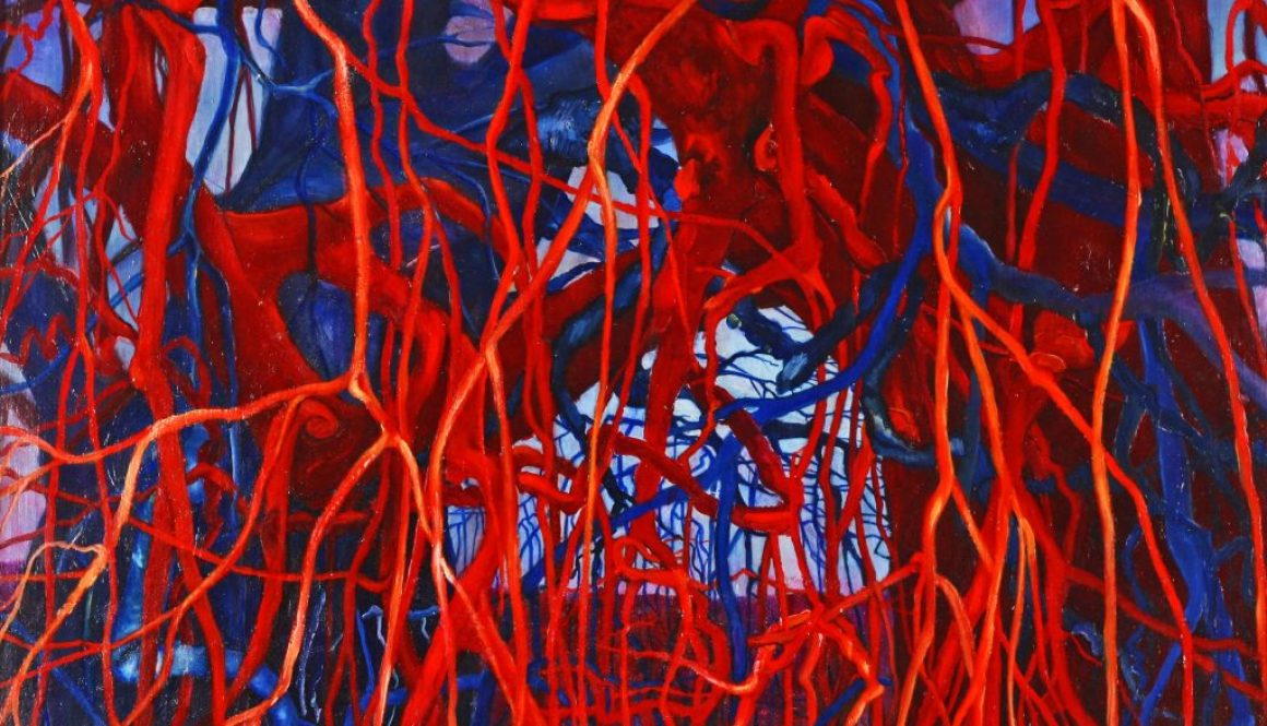 Torsten Schlüter, "Machtkampf", 1983, Öl auf Hartfaser, 86x85cm