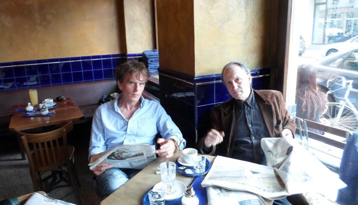 Die Maler Peter Bömmels und Torsten Schlüter im Hackbarths, Berlin, 2015, Foto privat