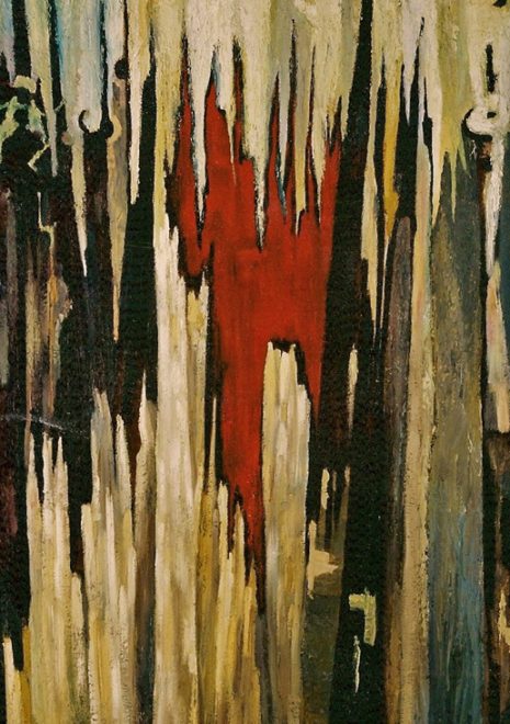 Torsten Schlüter, "Der Oktobersturm", 1990, Öl auf Holz, 165x130cm