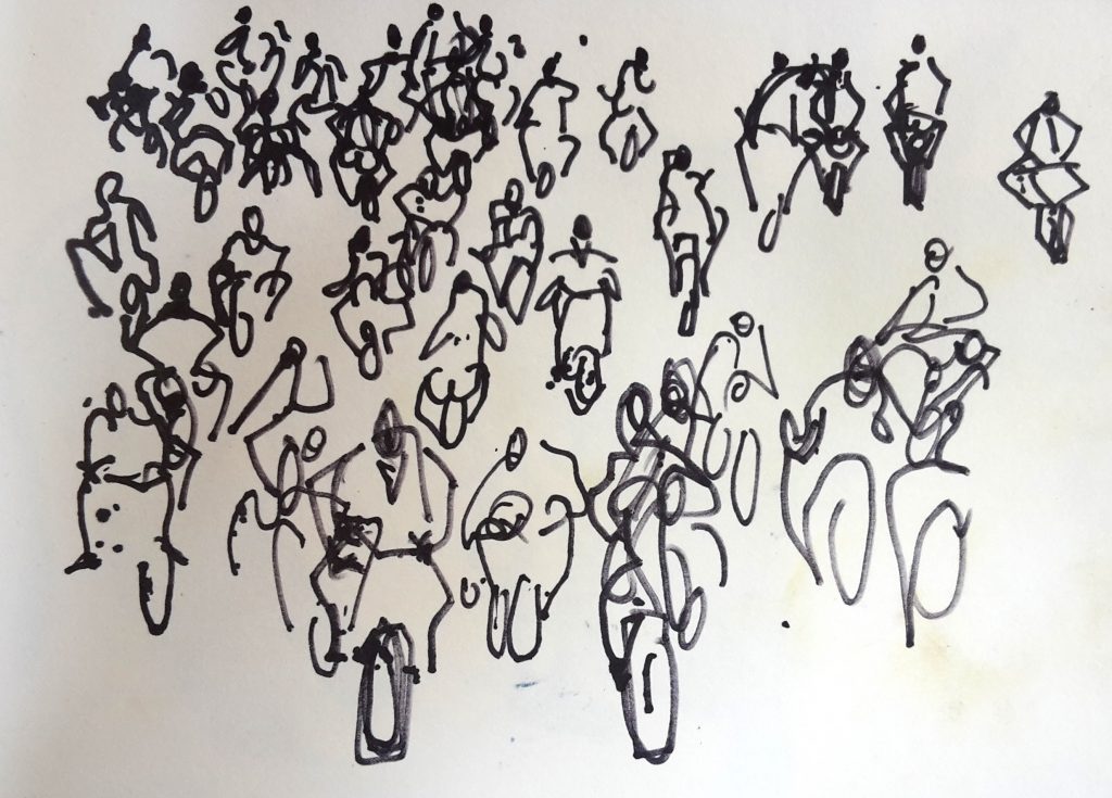 Torsten Schlüter, "Scooters", 2016, Fineliner, 15x21cm