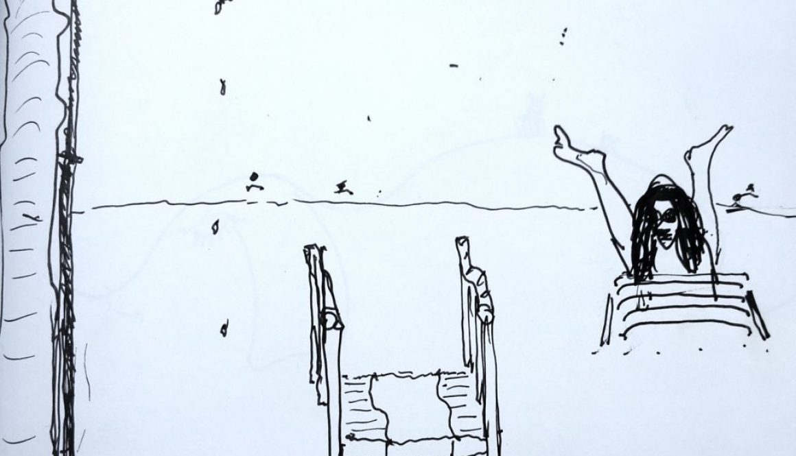 Torsten Schlüter, "Shower Place", 2016, Fineliner, 10x14cm