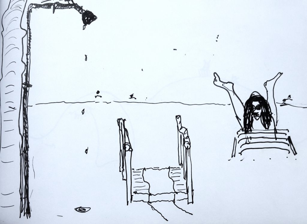 Torsten Schlüter, "Shower Place", 2016, Fineliner, 10x14cm