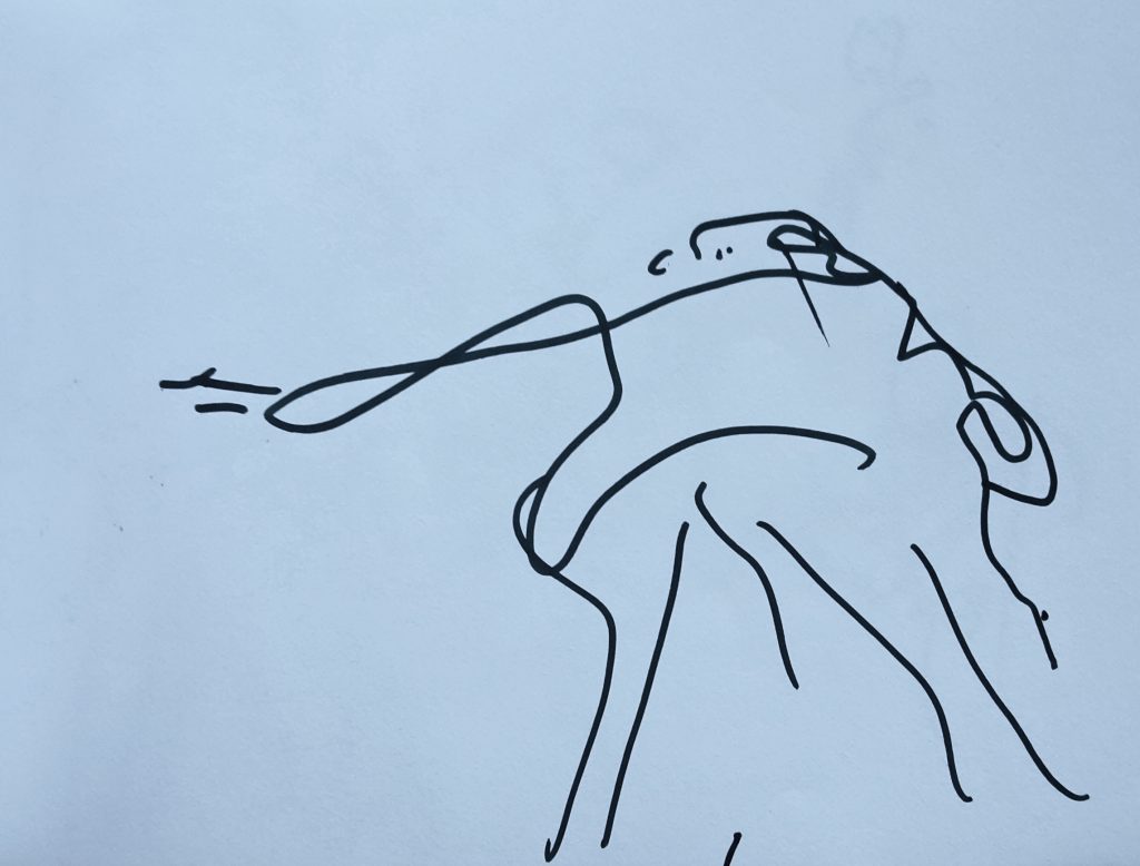 Torsten Schlüter, "Sir Simon Rattle", 2016, Fineliner, 10x14cm