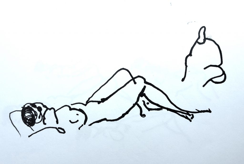 Torsten Schlüter, "Tagwache", 2016, Fineliner, 10x14cm